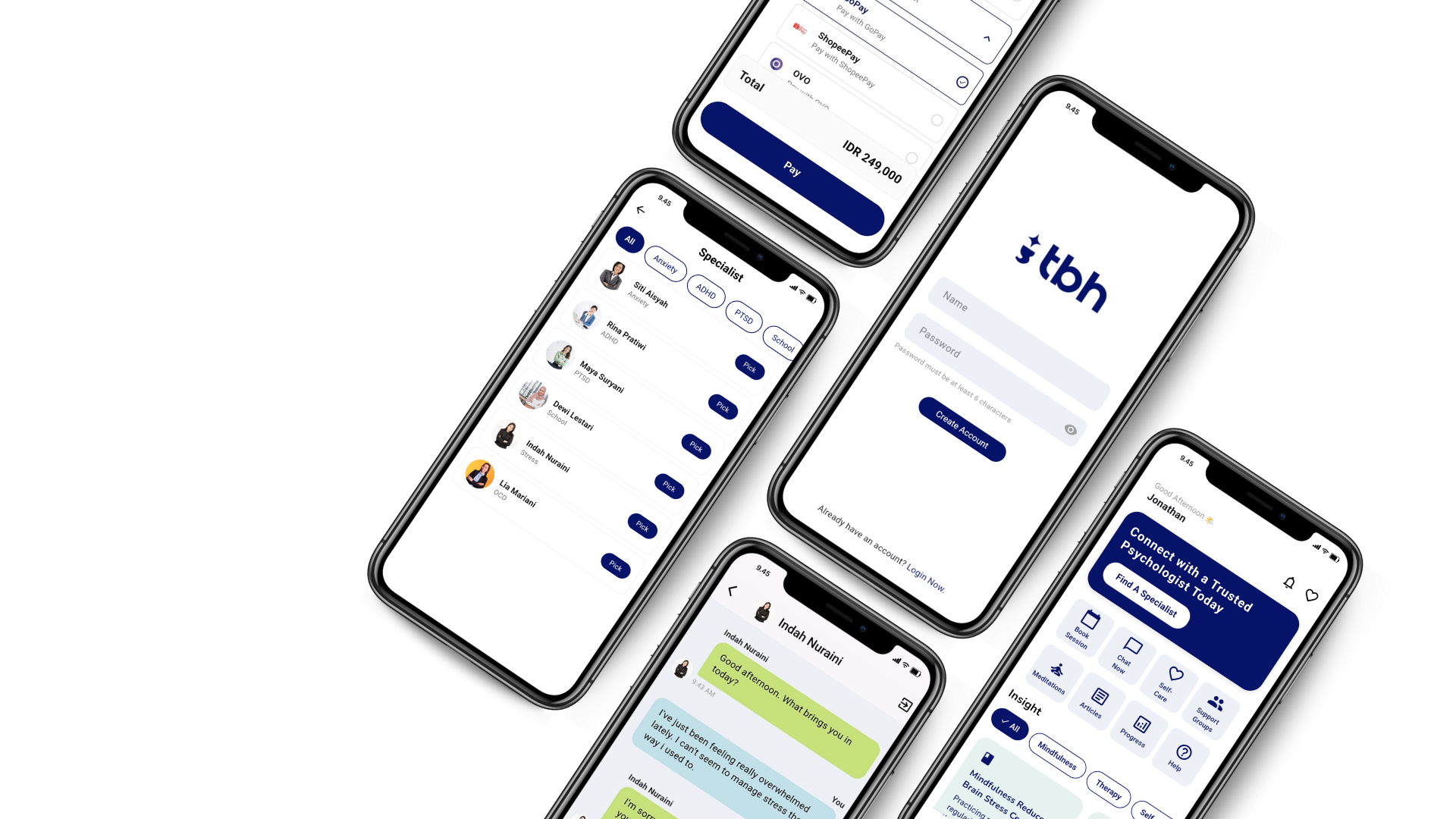 Mobile app mockups